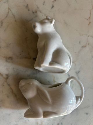 Set 2 brocche latte ceramica, mucca & coniglio