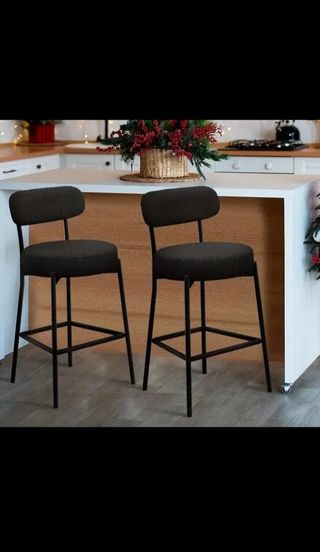 4 Sillas altas negras metal-tela