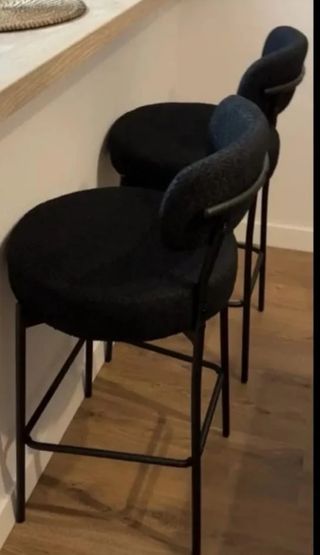 4 Sillas altas negras metal-tela