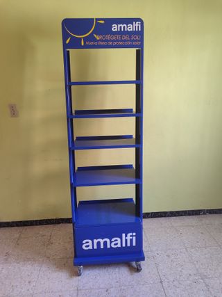 Mueble expositor tienda de metal con ruedas