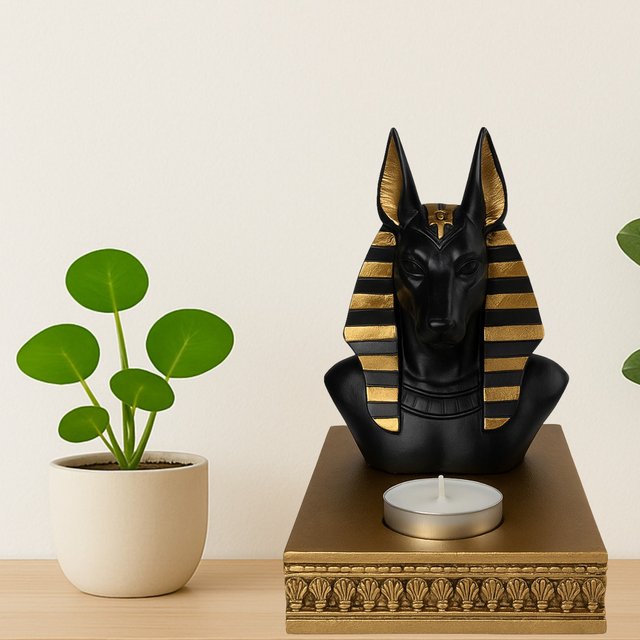Portavelas Anubis + 10 Velas  Decoración Única