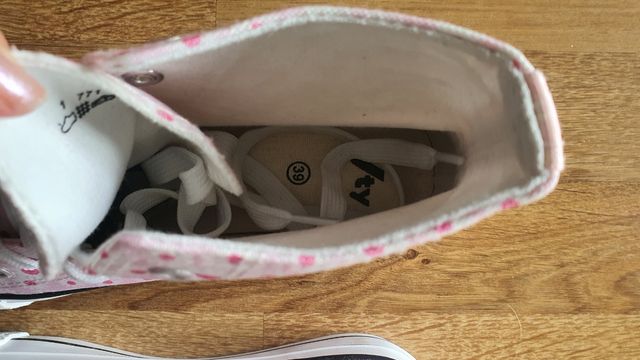 Zapatillas nuevas altas rosa con lunares - Talla39