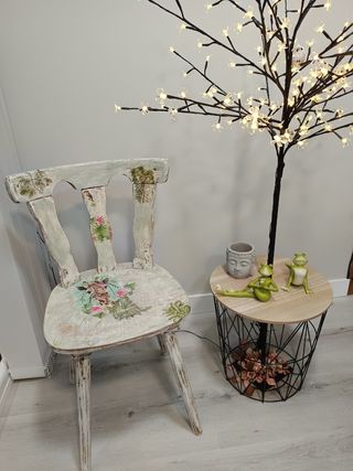 Silla vintage restaurada multicolor