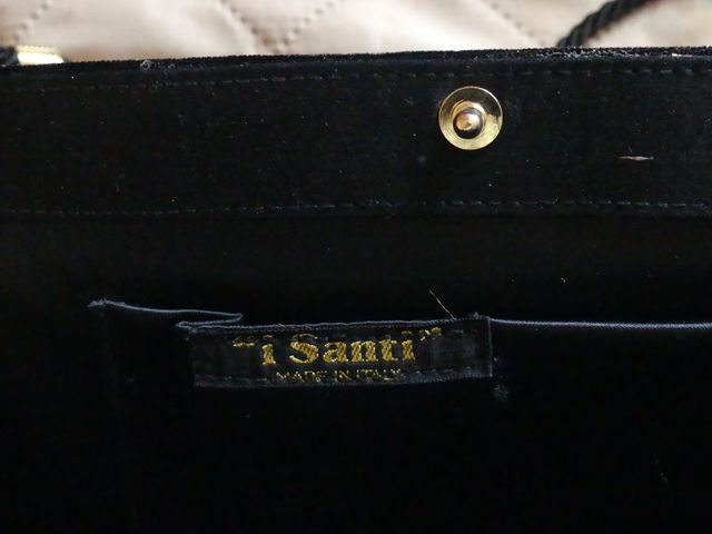 Borsa vintage "I Santi" in velluto nero.