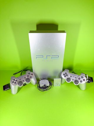 PS2 FAT SET SILVER COMPLETO 2 PAD + CAVI + MEMORY 