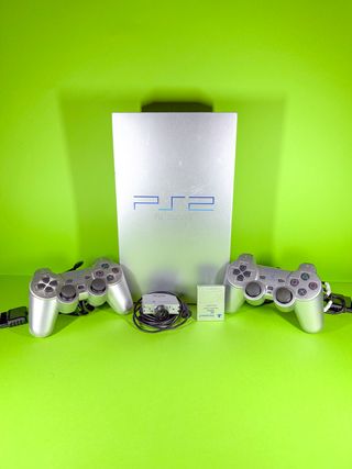 PS2 FAT SET SILVER COMPLETO 2 PAD + CAVI + MEMORY 