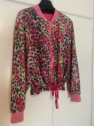 Chaqueta bomber lentejuelas leopardo M/L