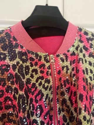 Chaqueta bomber lentejuelas leopardo M/L