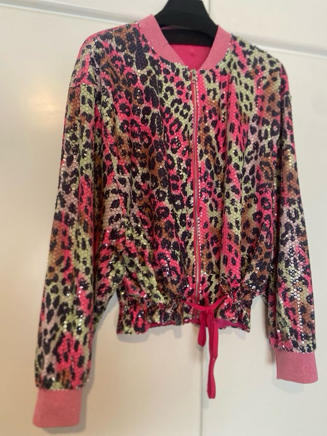 Chaqueta bomber lentejuelas leopardo M/L