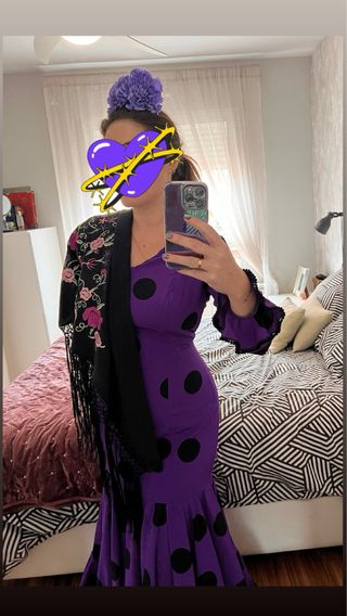 Vestido lunares feria flamenco - morado