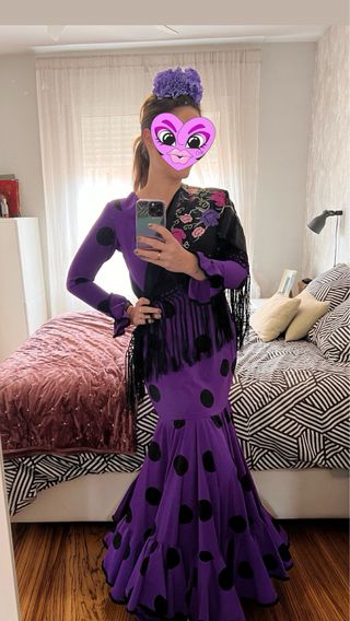 Vestido lunares feria flamenco - morado