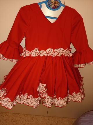 Traje Flamenca niña 2-3 años rojo