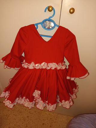 Traje Flamenca niña 2-3 años rojo