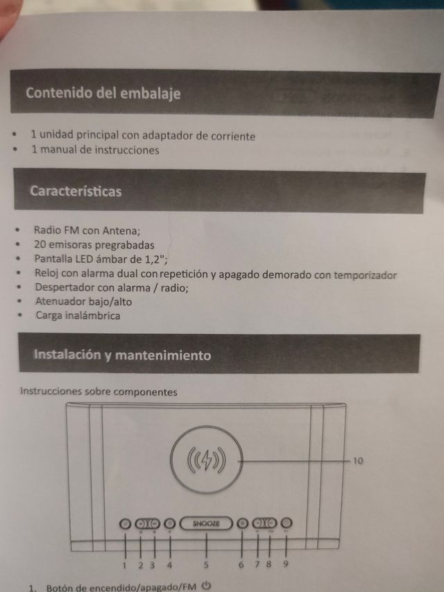 Reloj radio despertador Poss CR36 Nuevo