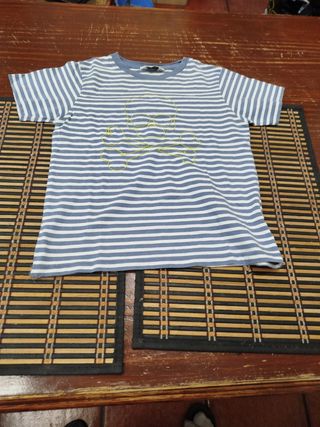Conjunto niño beige y azul