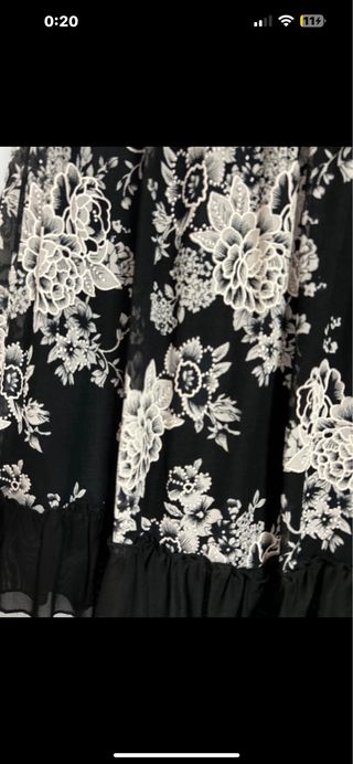Falda negra y blanca floral M/L