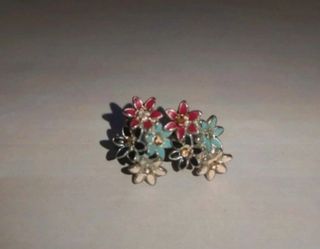 Pendientes flores acero antiguos