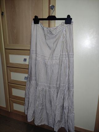 Falda larga rayada Mustang beige