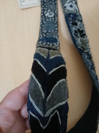 Cintura ricamata vintage blu-grigio