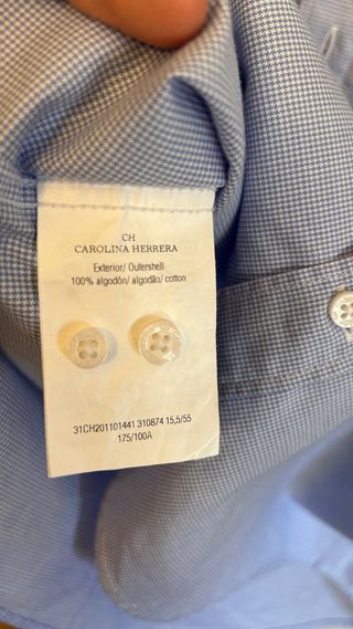 Camisa Carolina Herrera azul, cuadro pata de gallo