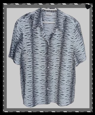 Camisa vintage animal print blanco-negro nueva T50