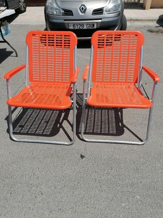 2 Sillas Plegables Vintage Naranja.