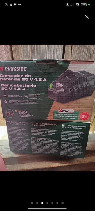 Cargador Parkside X20V 4.5A sin usar ,a estrenar