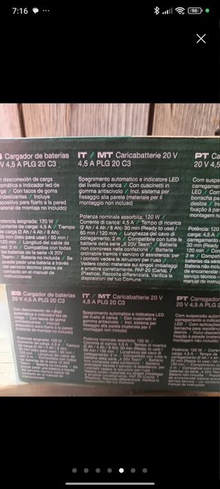 Cargador Parkside X20V 4.5A sin usar ,a estrenar