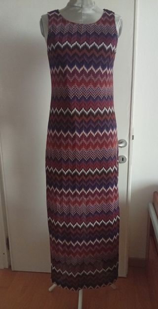 Vestito lungo multicolor in poliestere