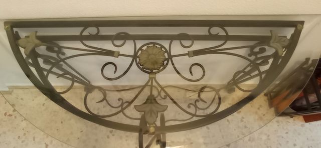 Mesa recibidor forja y cristal