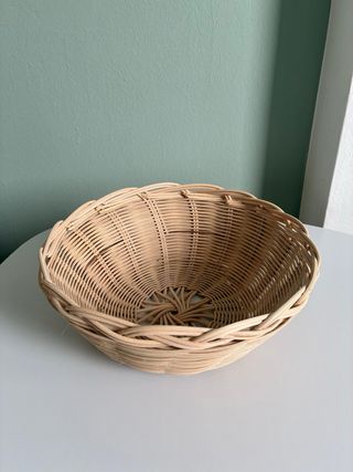 Cestino in midollino con coperchio