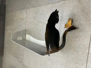 Mensola da muro per libri,gatto farfalla per bimbi