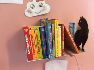Mensola da muro per libri,gatto farfalla per bimbi