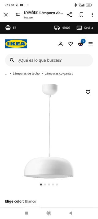 .Lampara de Techo  Ikea Blanca.