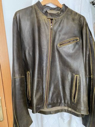 Chaqueta cuero marrón vintage