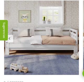 Cama nido enrolllable blanca 90x190cm -madera