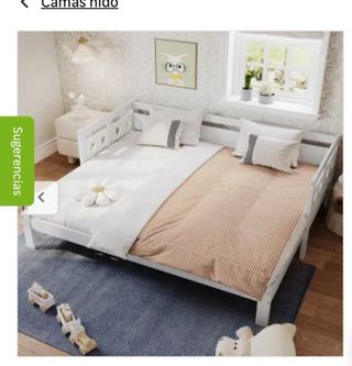 Cama nido enrolllable blanca 90x190cm -madera