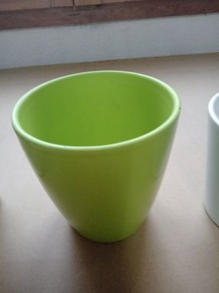 3 Macetas pequeñas - Verde, Blanco y Beig