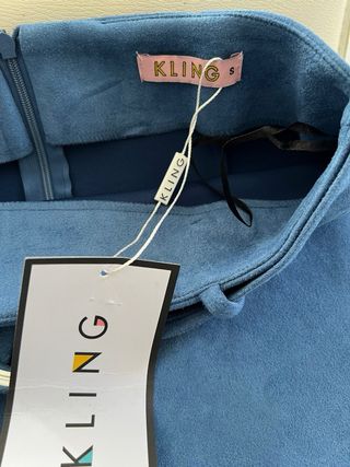 Falda azul elegante terciopelo a estrenar