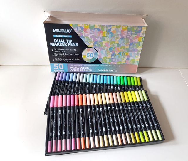 50 Rotuladores colores pastel doble punta