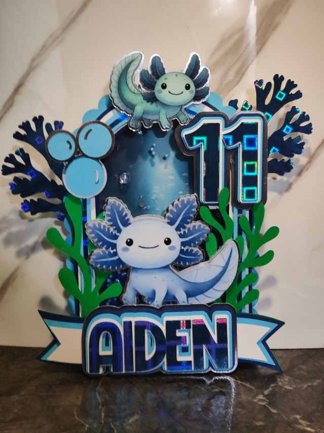 Cake topper ajolote personalizado
