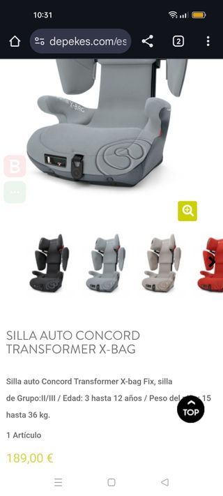 Silla coche Concord Transformer X Bag
