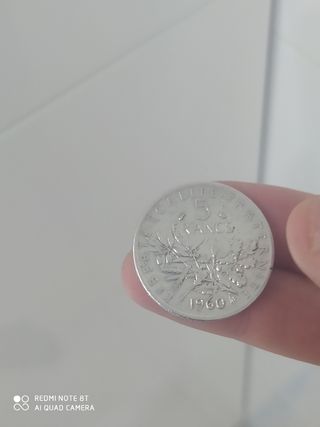 Moneda 5 Francos Plata Francia 1960
