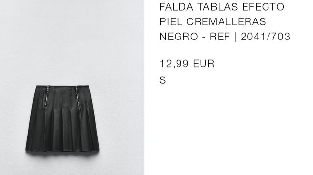 FALDA CREMALLERAS EFECTO PIEL. TALLA S.