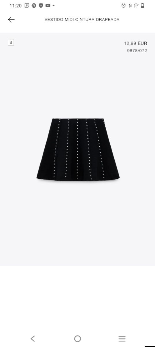 FALDA VUELO TACHUELAS ZARA. TALLA M.