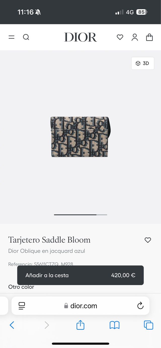 Tarjetero Dior Saddle Bloom Azul