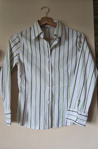 Camisa rayas verdes-blancas mujer