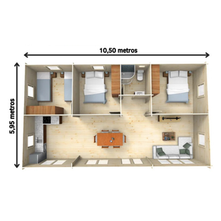 ✅ Casa 3 hab. prefabricada de madera, moderna