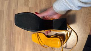 Sandalias tacón naranja/amarillo