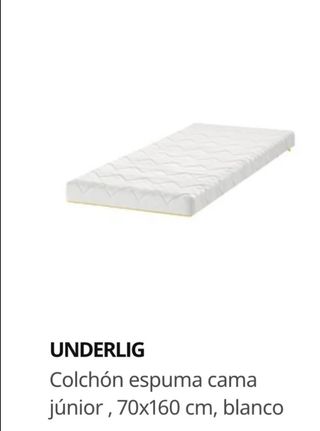 Colchón cama infantil Ikea UNDERLIG 160x70x10